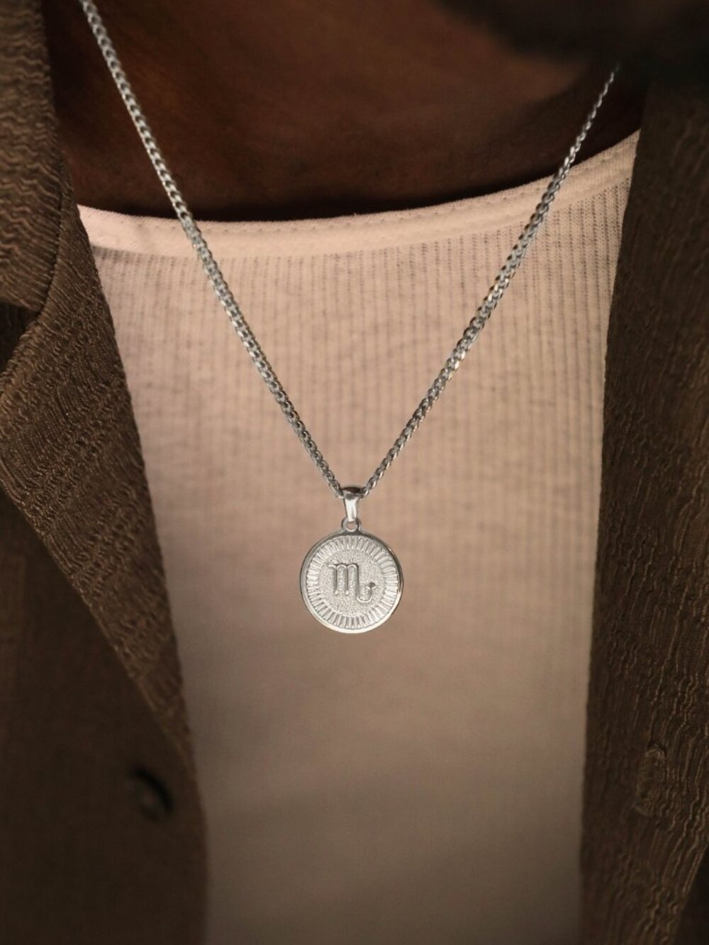 Men's Silver Scorpio Pendant Necklace